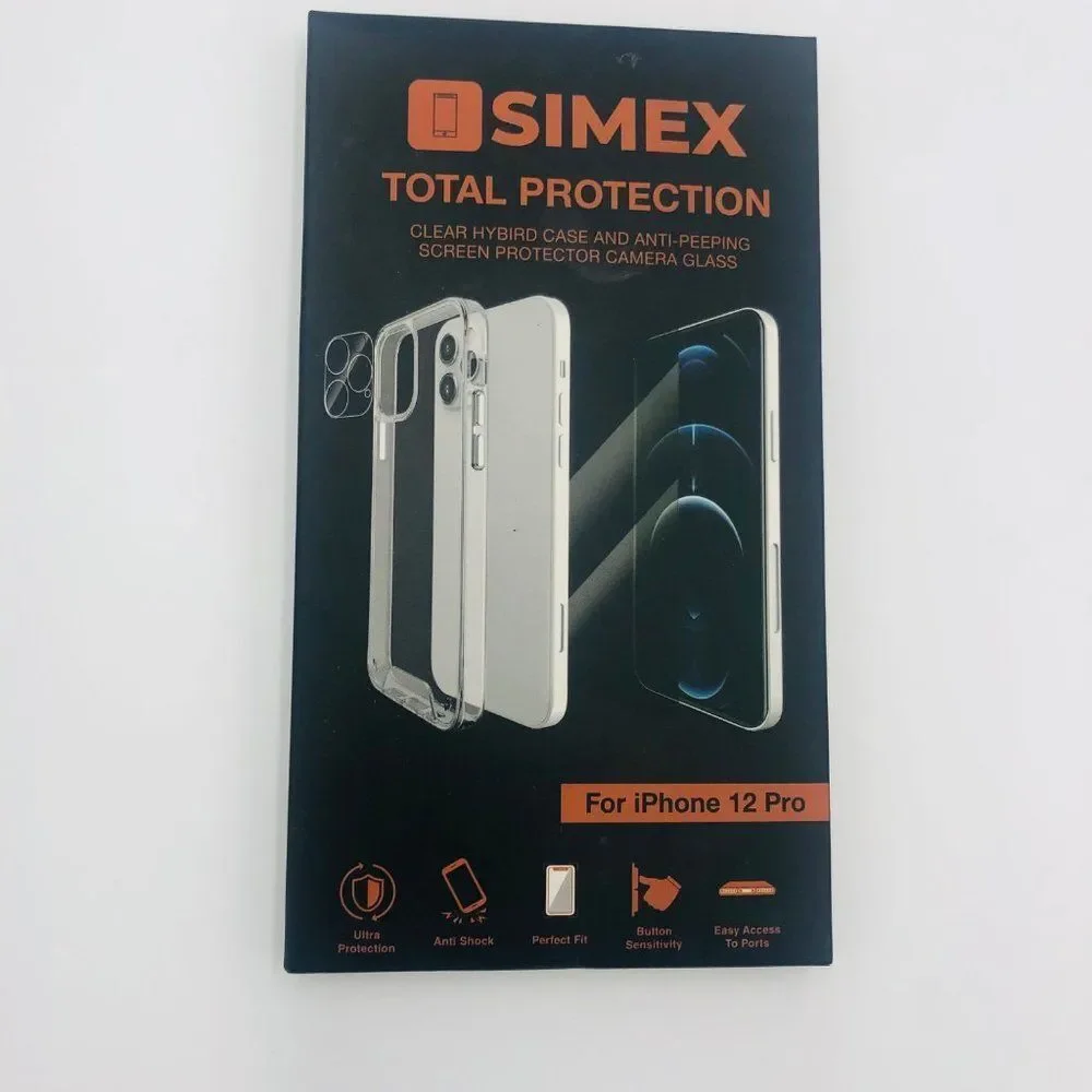 Brand New SIMEX TOTAL PROTECTION Clear Hybird Case & Screen Protector For iPhone